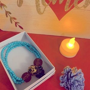 Handmade stretch turquoise Triple Bracelet.